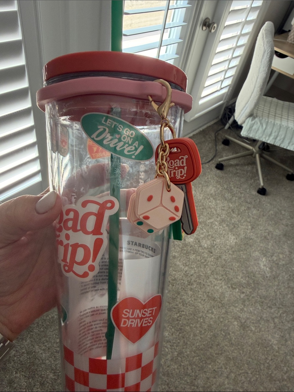 Starbucks Dandy Pink and Coral Road Trip Tumbler with Charm